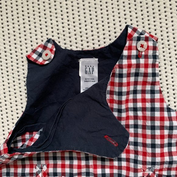 Baby Gap Red White and Blue Checked Dress with Bloomers | 0-3m - Picture 3 of 6